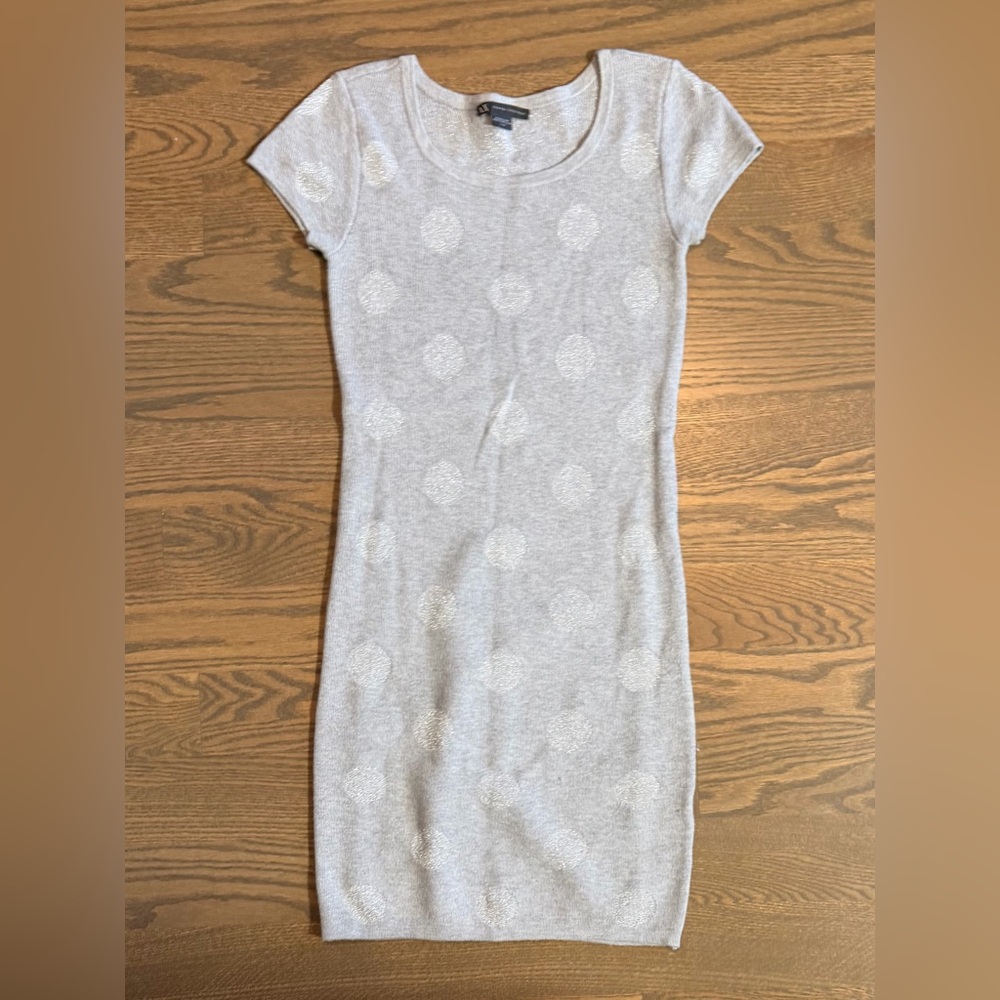 Armani Exchange Gray polka dot Mini short sleeve sweater Dress